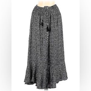 High Low Small Floral Print Button Down Front Skirt